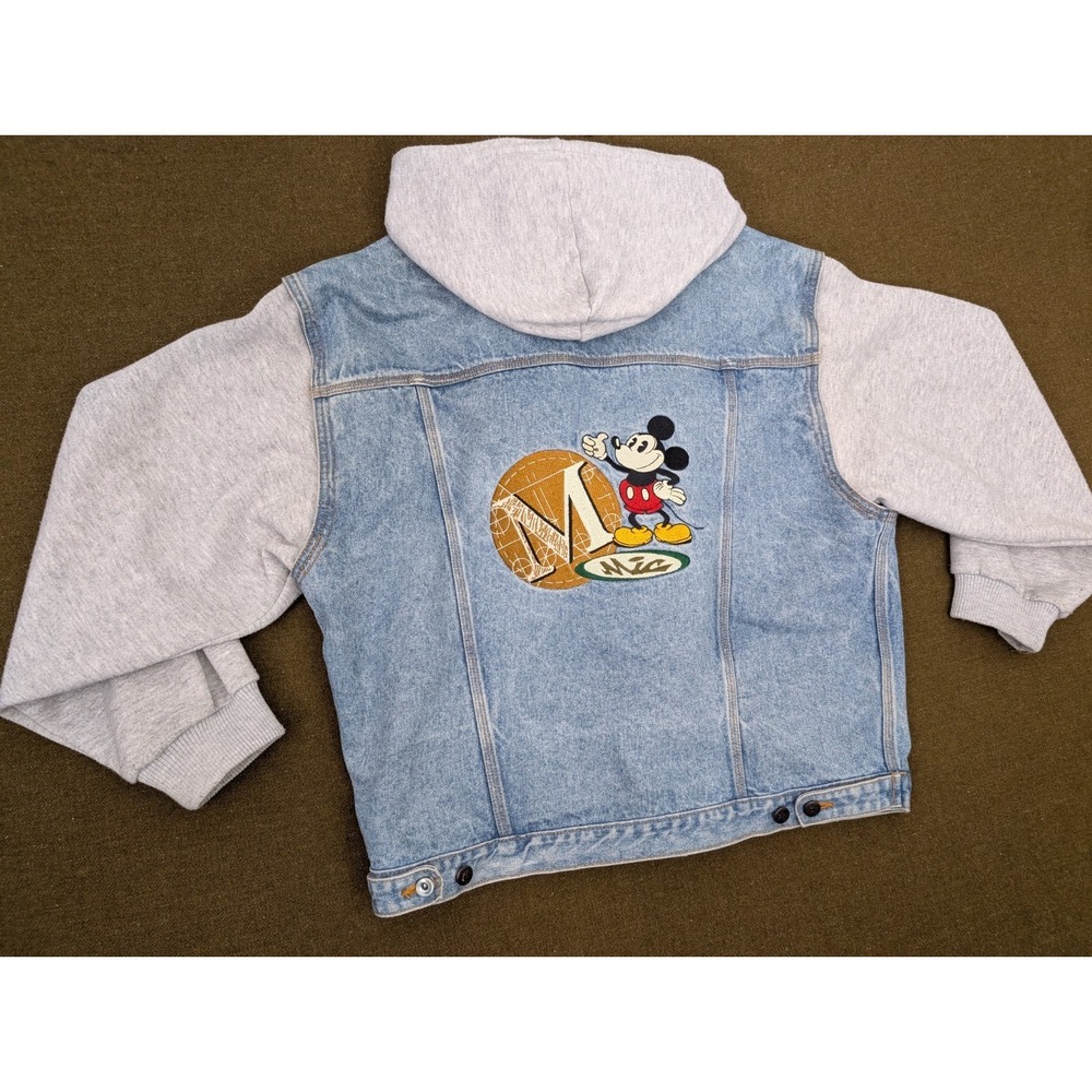 Vintage Rare 90's Mickey Inc Mickey Mouse Denim Hoodie Jacket Size XL